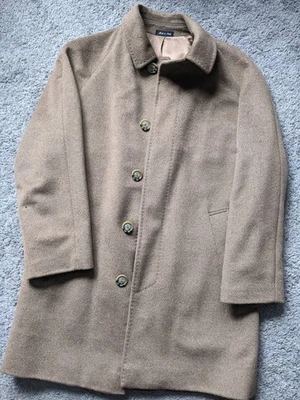 DE COLECCIÓN TALLIA UOMO ITALIA HOMBRES PEQUEÑO PELO DE CAMELLO SHERPA ABRIGO DE INVIERNO CÁLIDO BOTÓN BEIGE Foto 1 de 4