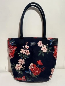 Joules Cotton Canvas Bag Large Shopper Tote Shoulder Weekend Beach Navy Floral - Picture 1 of 24