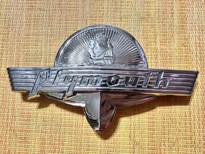 PLYMOUTH Original 1941 Chrome Automobile Emblem Badge Clipper Ship, Clean! - Picture 1 of 9