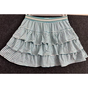 Boden Tiered Ruffle Skort Skirt Girls 9 10 Stripe Blue White - Picture 1 of 6