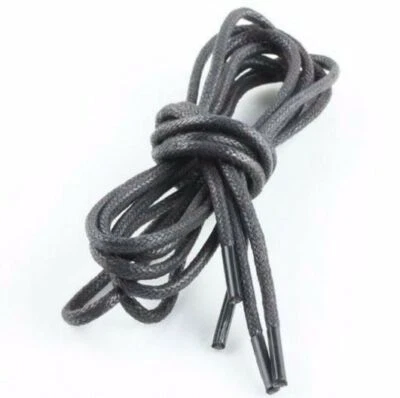 Black Mens High Quality Waxed Shoe Thin Laces Shoes Lace - 2 Pairs - image 1 of 2