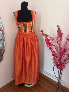 Usar Trachten EUR 38 Orange Schwarz DINRDL Maxikleid Korsett Schürze - Bild 1 von 8