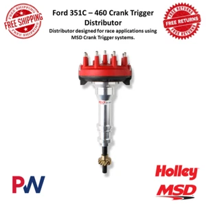 MSD Billet Crank Trigger Racing Distributor W/Bronze Gear Red For Ford 351C-460 - Bild 1 von 12