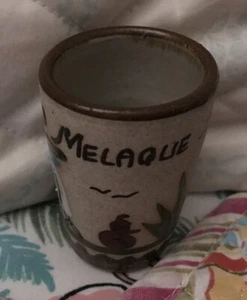 Vidrio de chupito de arcilla pintado a mano Melaque, Jaliisco, acristalado por dentro - Imagen 1 de 4