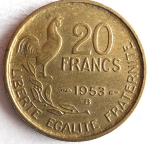 1953 B FRANCE 20 FRANCS - Excellent Coin - FREE SHIP - France Bin #9 - Picture 1 of 2