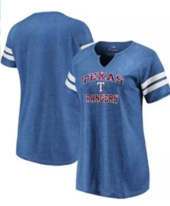 Texas Rangers Fanatics Womens Small Blue Heart Soul III Foil Short Sleeve Shirt - Picture 1 of 3