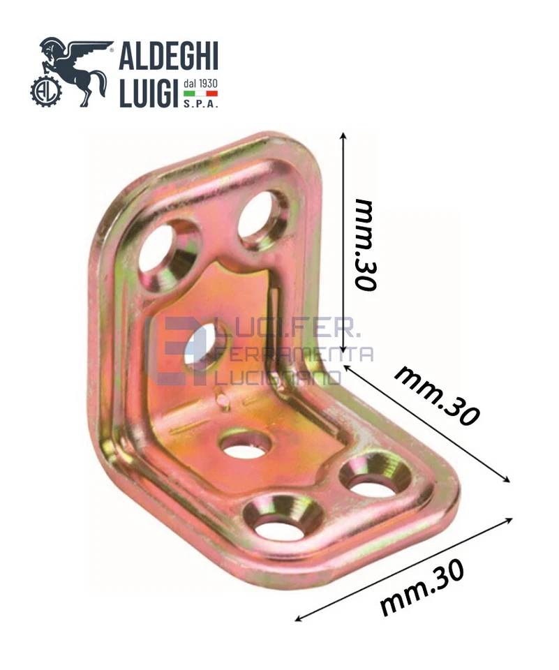 STAFFA RINFORZATA ANGOLO PIASTRA GIUNZIONE ANGOLARE mm30X30X30 PER TRAVI LEGNO  - Immagine 1 di 1