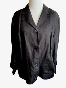 Talbots Petites Womens Shirt Size 16 Black Irish Linen 5 Button No Pockets - Picture 1 of 10
