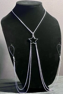 Silver Star Non Piercing Nipple Necklace, Nipples Jewelry, Nipple Rings - Picture 1 of 4