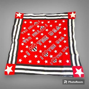 I Love The USA Scarf Red White And Blue ? Stars & Stripes All Over Print Heart - Picture 1 of 9