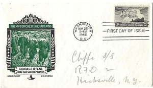 3 '48 FDCs Heroic Chaplains SC#956, Wisconsin Cent. #957, Swedish Pioneer SC#958 - Picture 1 of 3
