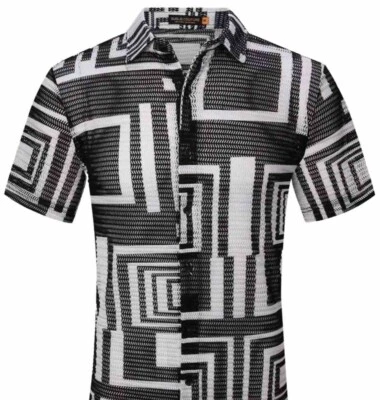 Men's Luxurious S.Couture Crochet Shirt,Italian Style,Stretch S to 2XL…A24.A - Image 1 of 4