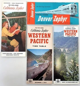 (4) Western Pacific Railroad Zephyr California Denver Timetable Schedule ~ F32I - Picture 1 of 5