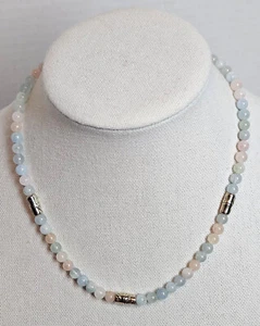 John Hardy Jai Sterling Silver Carved Bamboo Station Morganite Bead Necklace 18" - Picture 1 of 8