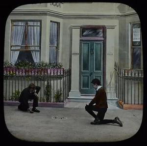 Magic Lantern Slide ALL THE WINNERS NO2 C1890 PHOTO VICTORIAN ACTORS GAMBLING - Picture 1 of 2