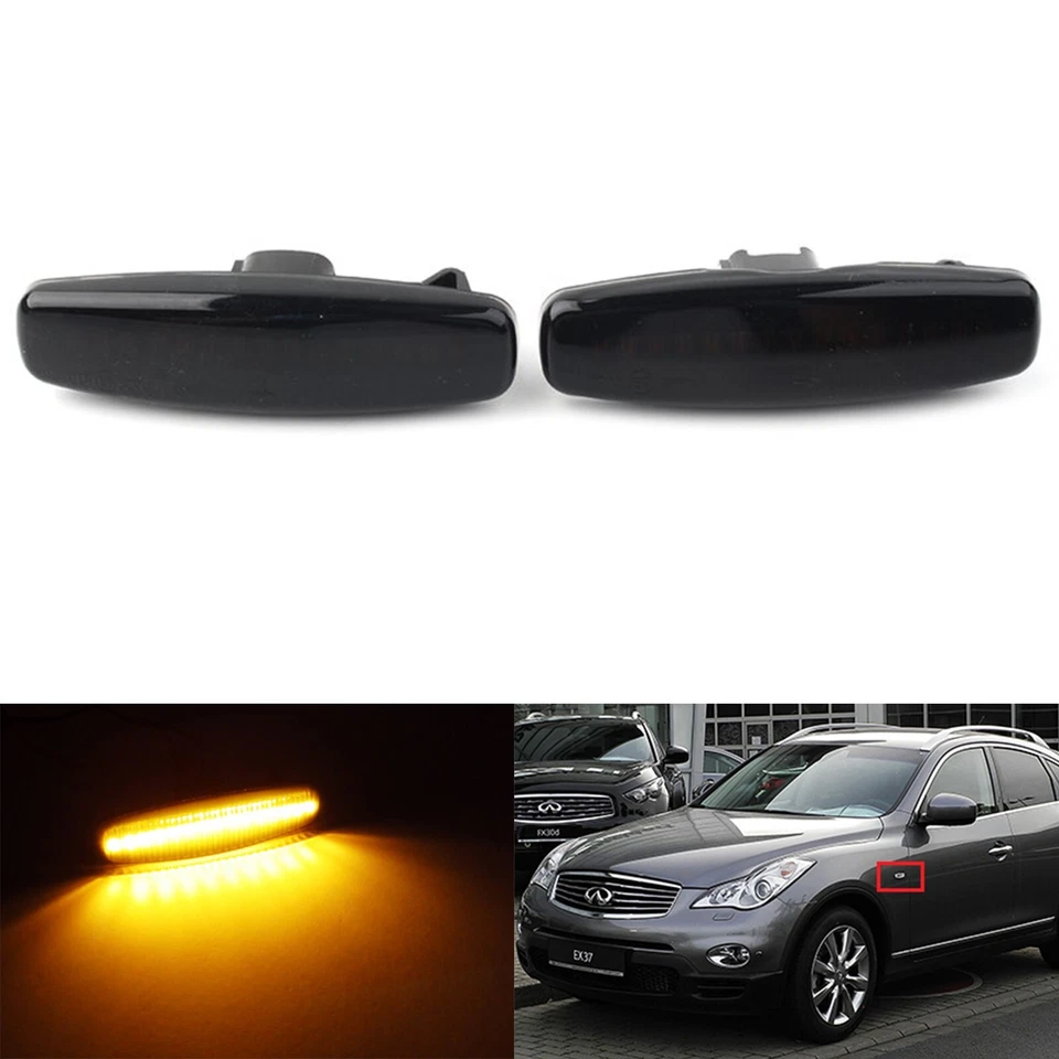 2x Luces LED marcadoras laterales ámbar humo para Infiniti M35 M45 G25 G35 G37 JX35 QX60 Foto 1 de 4