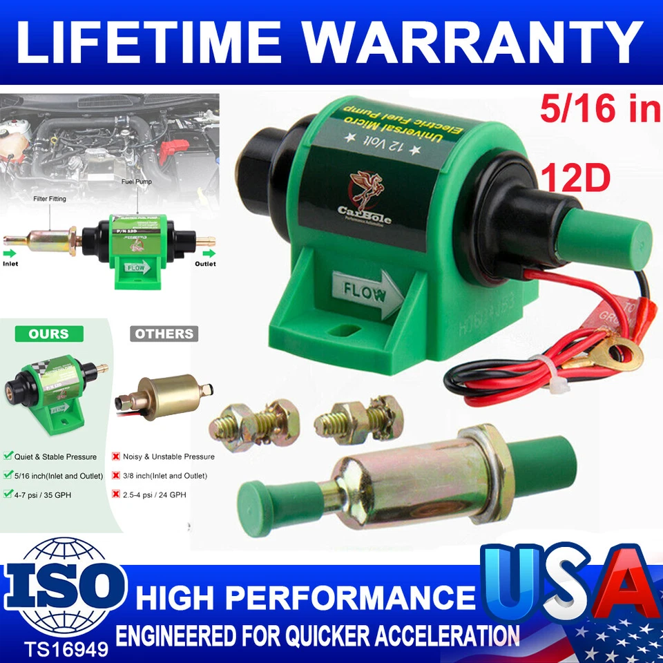 Bomba de Combustible Eléctrica 12V Diesel Gasolina 5/16 pulgadas 4-7 PSI Universal Baja Presión EE. UU. Foto 1 de 4