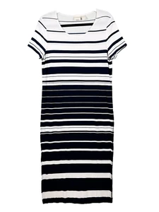 Chico's Long Stripe Tunic Size 1 (US 8) Nautical Casual Coastal Beach Stretch - Picture 1 of 13