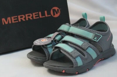 Merrell Little Girls Size 10 Hydro Creek Sport Sandals Grey/Turquoise MK162555 - Image 1 of 4