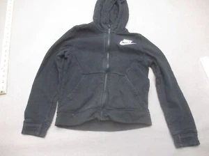 NIKE Size S Boys Black Cotton Full Zip Pocket Fleece Lined Athletic Jacket 357 - Picture 1 of 7