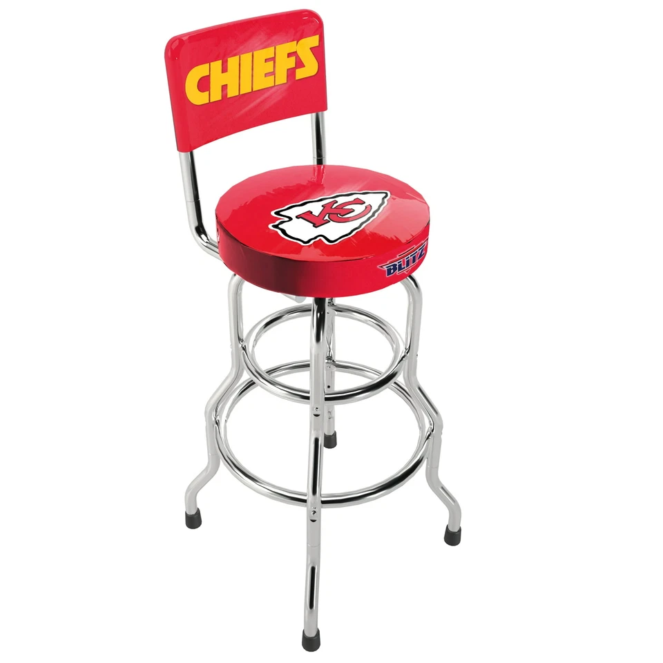 NFL Team Logo Chair Adjustable Swivel Bar Stool High Back Seat Blitz Football - Image 1 of 4