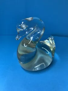 Swan Vintage Clear Art Glass 4 Inch Figurine Paperweight Bird - Picture 1 of 4