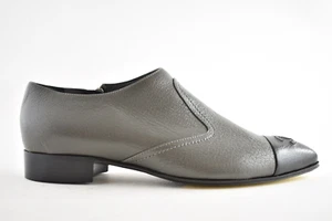 Chanel 18B Black Grey Grained CC Pointed Loafer Moccasin Flat Short Boots 40.5 - Picture 1 of 12