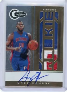 2010-11 CERTIFIED #161 GREG MONROE AUTOGRAPH PATCH RC #6/25 PISTONS 021125 - Picture 1 of 1