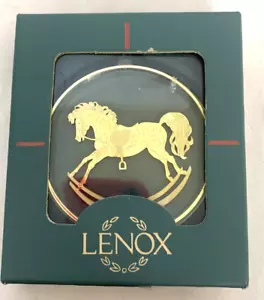 Lenox Christmas Ornament Santa's Ride Portrait Series 24k Gold Rocking Horse - Picture 1 of 7