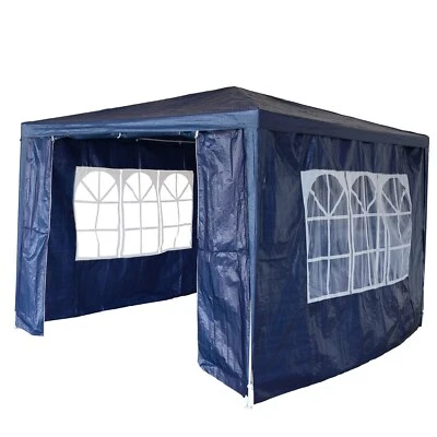BIRCHTREE Gazebo PE 3X3M Outdoor Patio Shade Canopy Waterproof 4 Pieces Sidewalls Blue