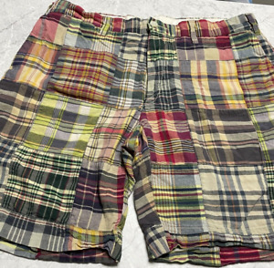 Vtg Polo Ralph Lauren Men Shorts Propect Plaid Patchwork Chino Size 34 Cotton