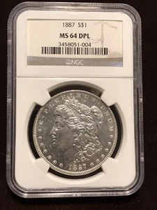 1887 $1 NGC Grade MS 64 DPL Deep Mirror Proof Like Uncirculated 3458051-004 - Picture 1 of 16