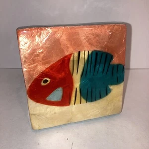 Vintage Trinket Box. Fish Pattern Design. 4” - Picture 1 of 6
