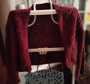 Art Class Red Knit Cropped Cardigan Girls Size 7-8 - Picture 1 of 3
