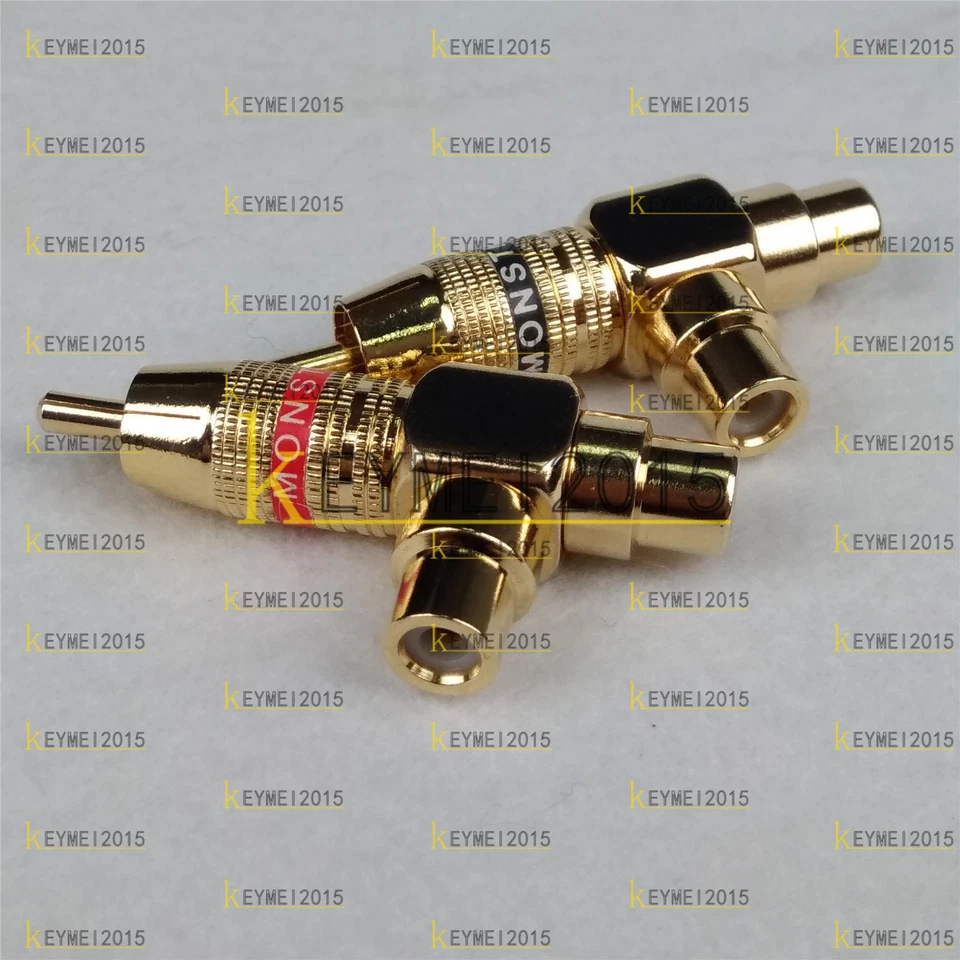 New 2PCS Pure copper Audio Right Angle RCA Adapter Splitter Male-to-Female - Image 1 of 1