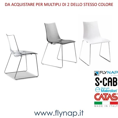 SEDIA POLICARBONATO SCAB DESIGN ZEBRA ANTISHOCK SLITTA CASA RISTORANTI UFFICIO - Immagine 1 di 4