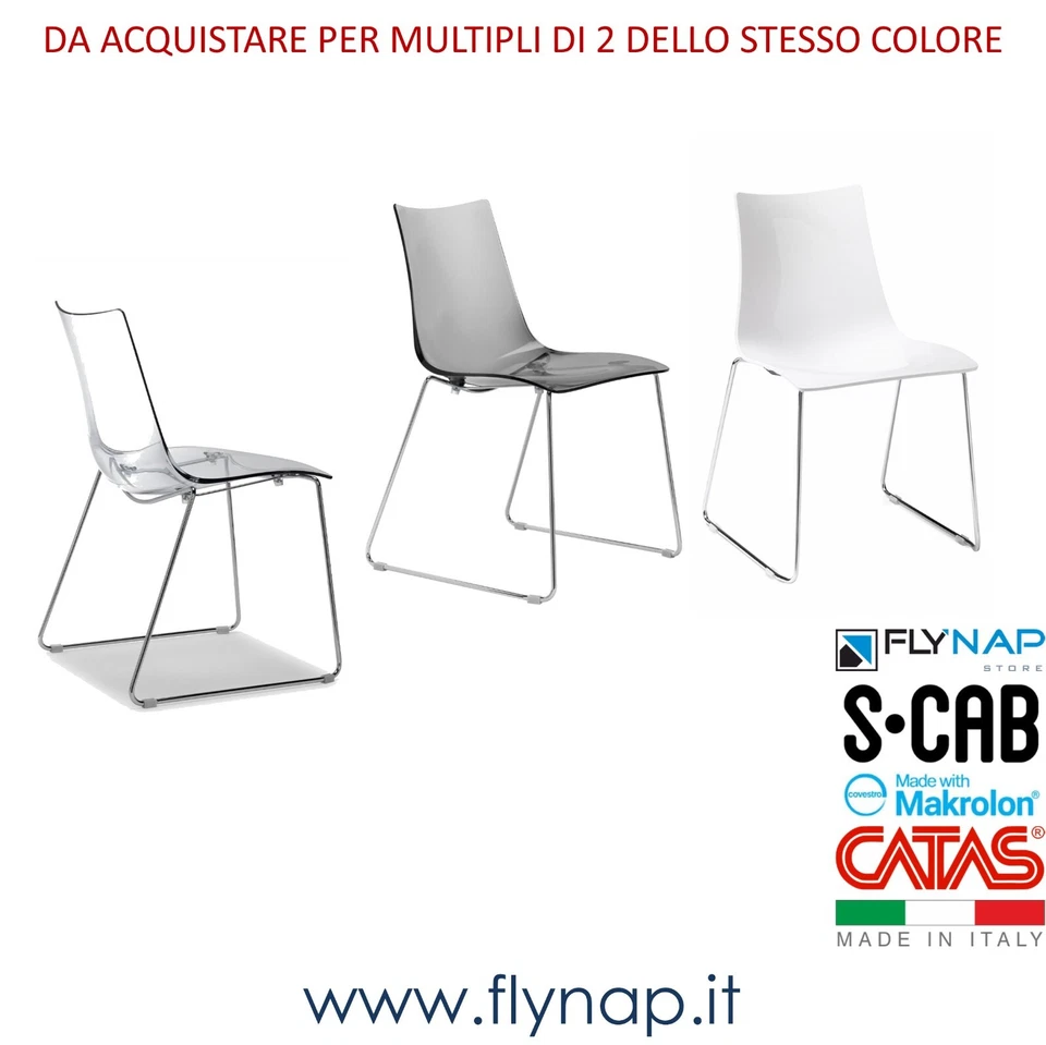 SEDIA POLICARBONATO SCAB DESIGN ZEBRA ANTISHOCK SLITTA CASA RISTORANTI UFFICIO - Immagine 1 di 4