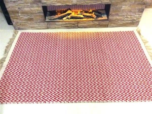 ALFOMBRAS ROJAS CHEVRON Hechas a Mano Algodón Reciclado y Yute Lavables ZIGZAG KILIM 40% DE DESCUENTO - Imagen 1 de 11