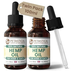 Petastical Hemp Oil for Cats - Max Strength Natural Calming Supplement Twin Pack - Picture 1 of 8