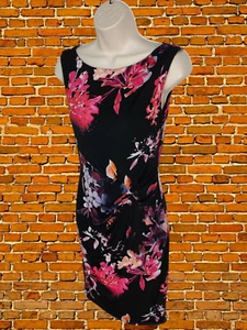 WOMENS COAST SIZE UK6 BLACK PINK FLORAL SLEEVELESS TIGHT FIT EVENING PARTY DRESS - Picture 1 of 6