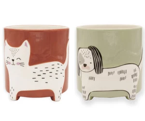 Animal Blumentopf Winkee Keramik Hund Katze Ø 13cm - Picture 1 of 7