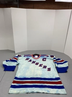 Camiseta masculina vintage New York Rangers 46 branca azul NHL hóquei Mark Messier anos 90 - Imagem 1 de 4