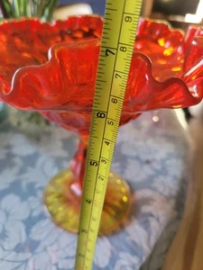 Großes Fenton Vintage Amberina Rüschen Kompott Uv Reaktiv  - Bild 1 von 7