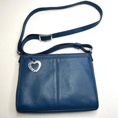 BRIGHTON Barbados City Bag Organizer BLUE Leather Crossbody Bag - Image 1 of 4
