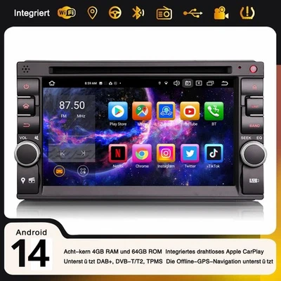 64GB 2Din Android 14 Autoradio GPS Für Nissan CD USB DAB+ Bluetooth Carplay Wifi - Bild 1 von 4