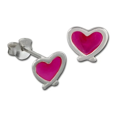 Teenie-weenie Orecchini per Bambini 925 D'Argento Cuore Fucsia SDO8120P - Immagine 1 di 4