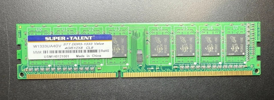 4GB 1x4GB PC3-10600 W1333UA4GV SUPER TALENT DDR3-1333 Ram Memory SUPERTALENT - Image 1 of 4
