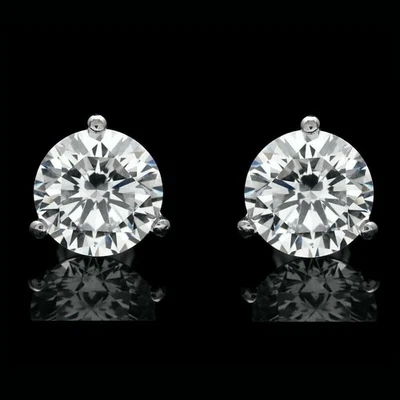 1Ct Lab Created Diamond Solitaire Round Cut Stud Earrings 14K White Gold Plated - Image 1 of 4