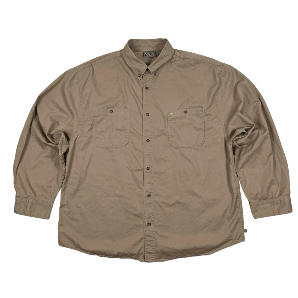 VTG 90s Alpine Design Khaki Button Up Shirt Long Sleeve Cotton Size XXL - Image 1 of 4