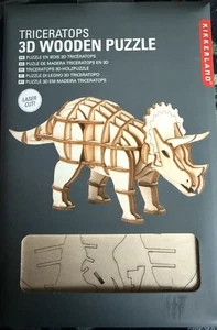 lotto puzzle, Kikkerland Triceratops 3D puzzle in legno e T-Rex 100 pezzi mai aperti - Foto 1 di 2